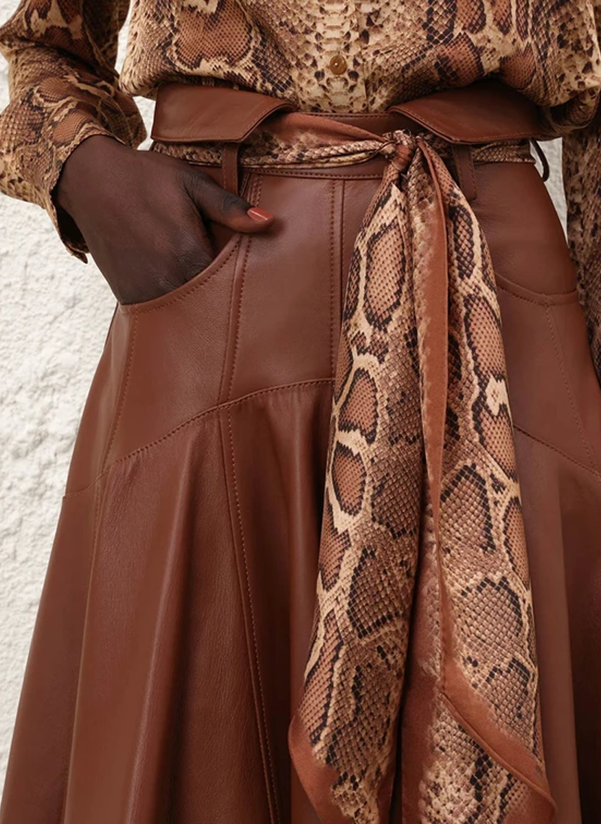 Hypnotic Leather Midi Skirt - Zimmermann