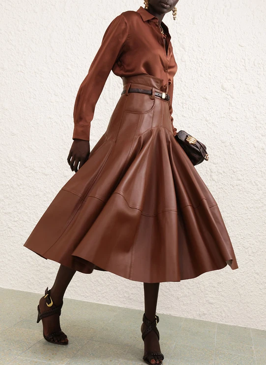 Hypnotic Leather Midi Skirt