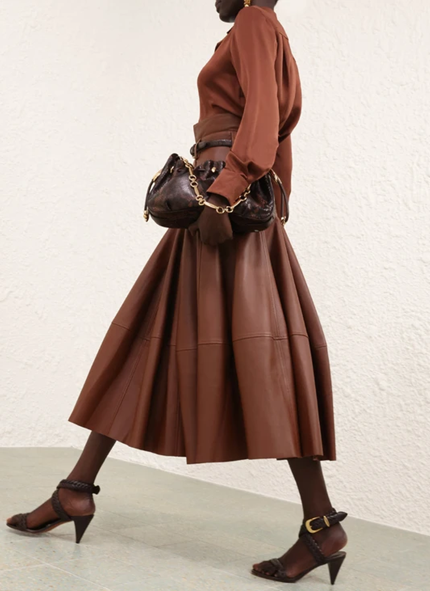 Hypnotic Leather Midi Skirt - Zimmermann
