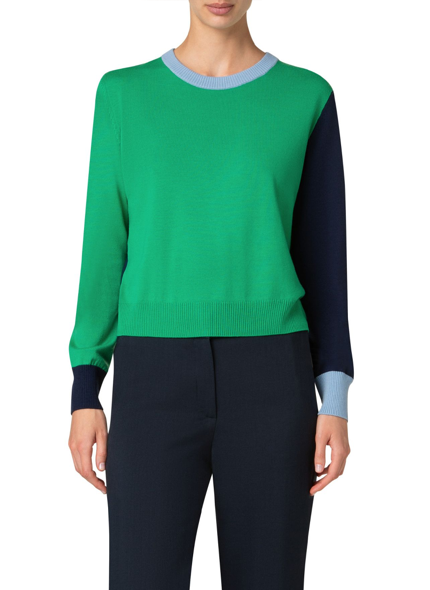 Merino Wool Color Block Sweater