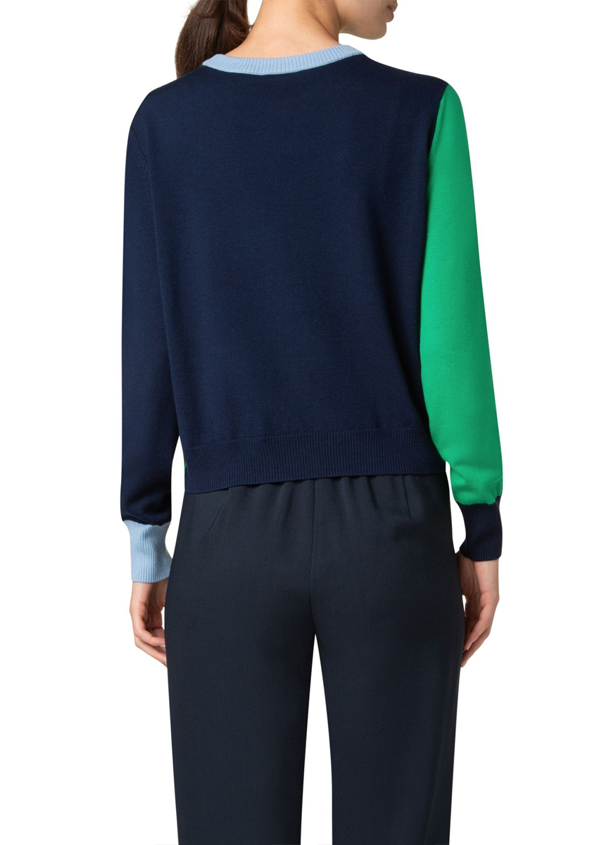 Merino Wool Color Block Sweater - Akris Punto