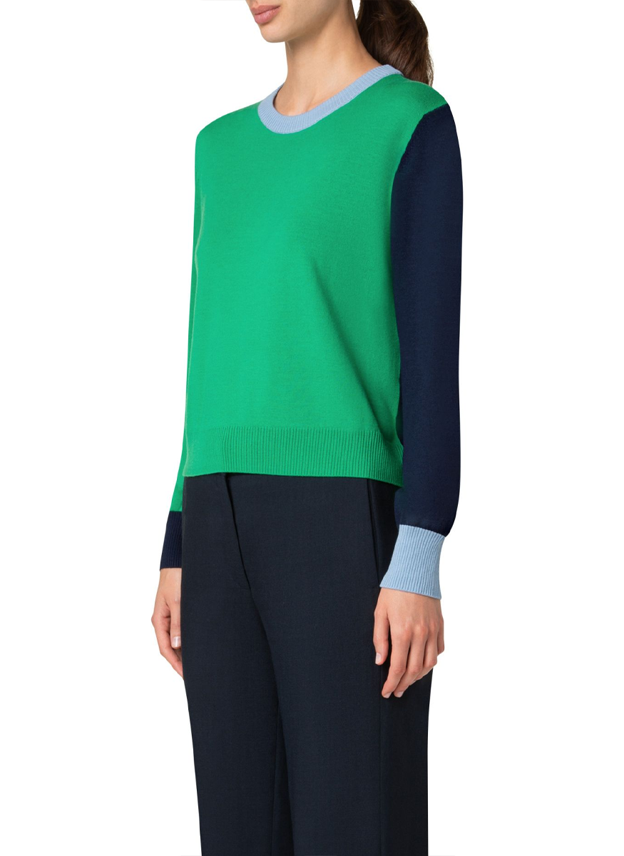 Merino Wool Color Block Sweater - Akris Punto