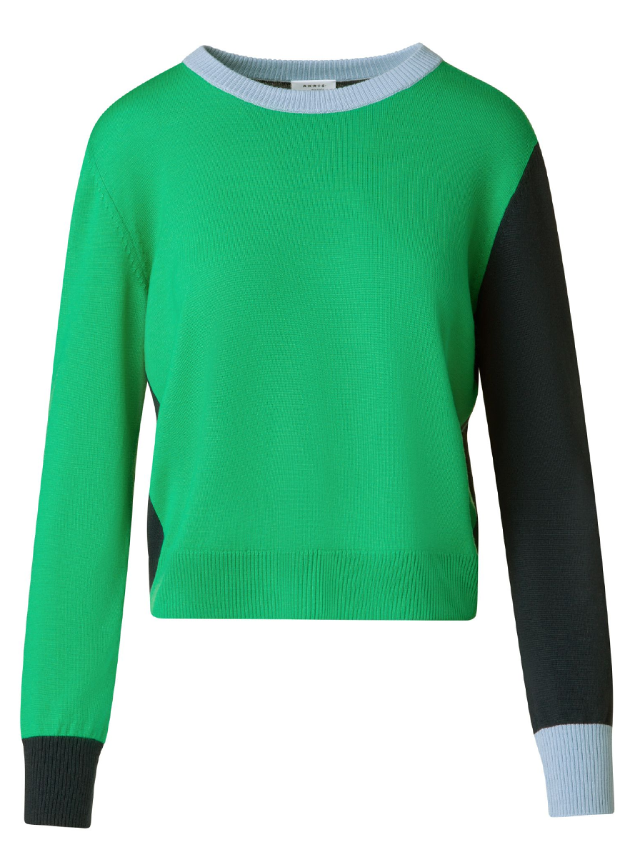 Merino Wool Color Block Sweater