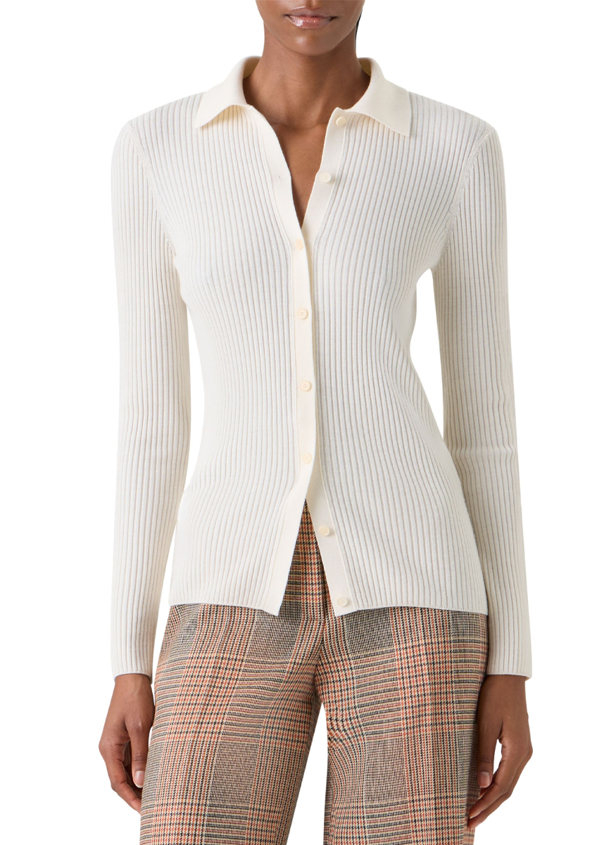 Ribbed Cardigan Effect Sweater - Akris Punto