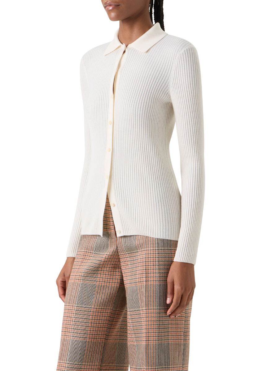 Ribbed Cardigan Effect Sweater - Akris Punto