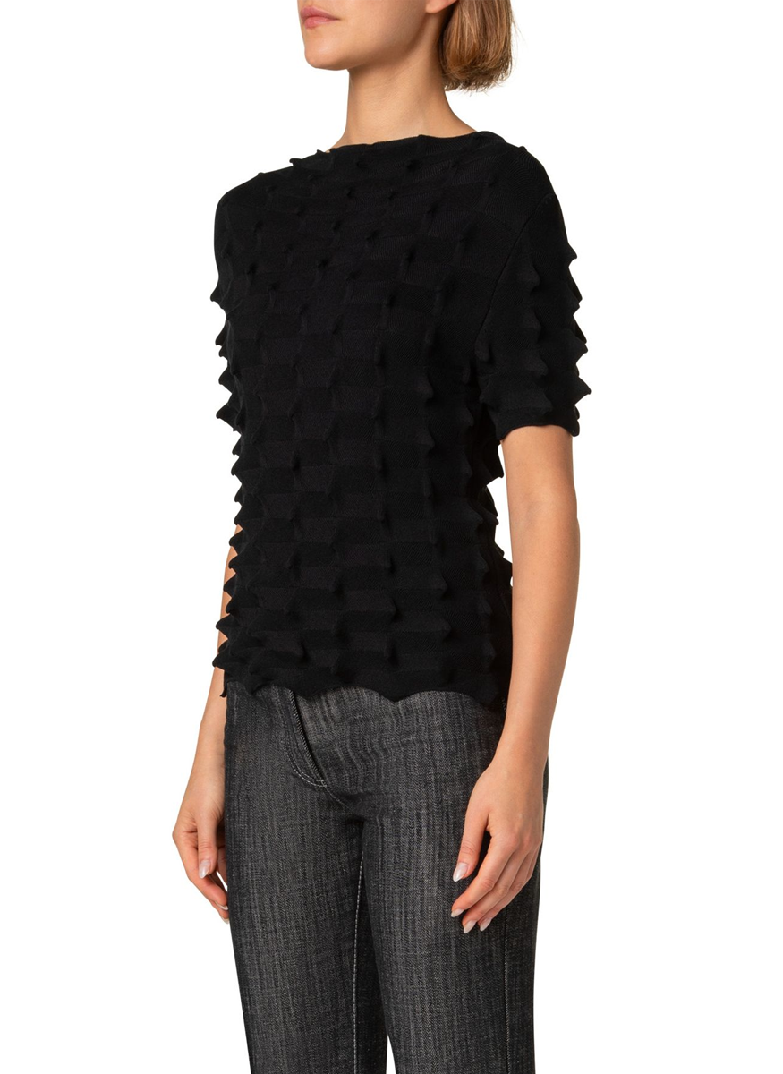 Small Sail 3D Knit Mock Neck Sweater - Akris Punto