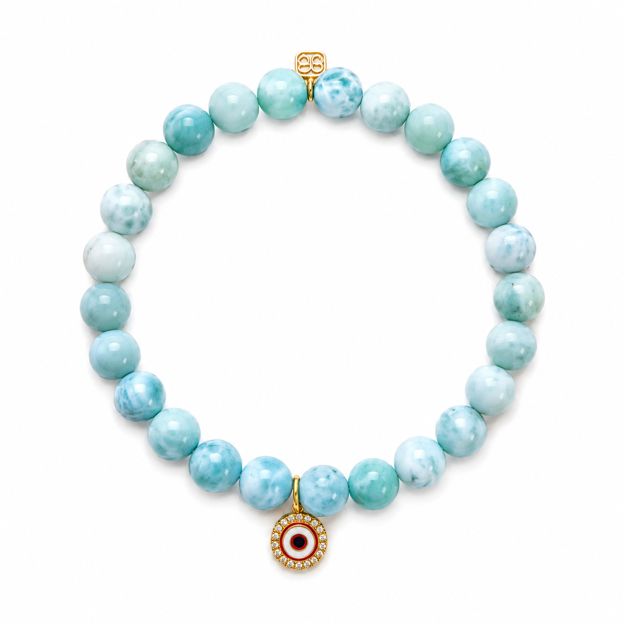 Larimar Bracelet with Evil Eye Charm