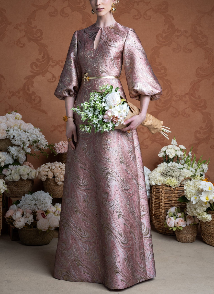 Marble Brocade Kaftan Gown