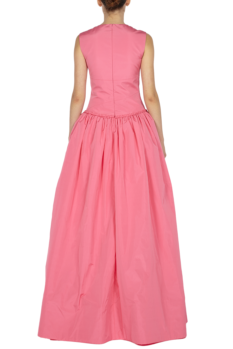 Taffeta Gown with Box Pleat Skirt - Reem Acra