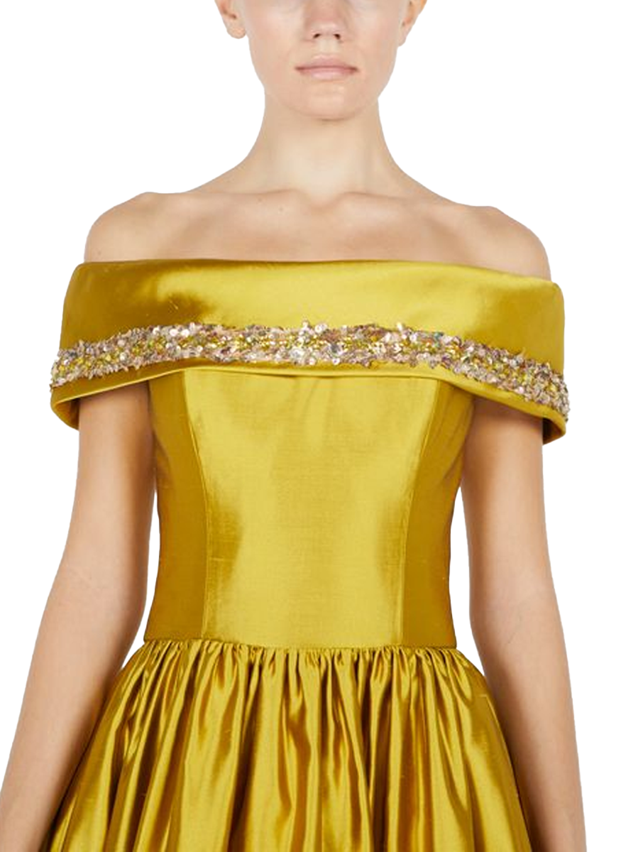 Off The Shoulder Ball Gown with Sequin Detail - Reem Acra