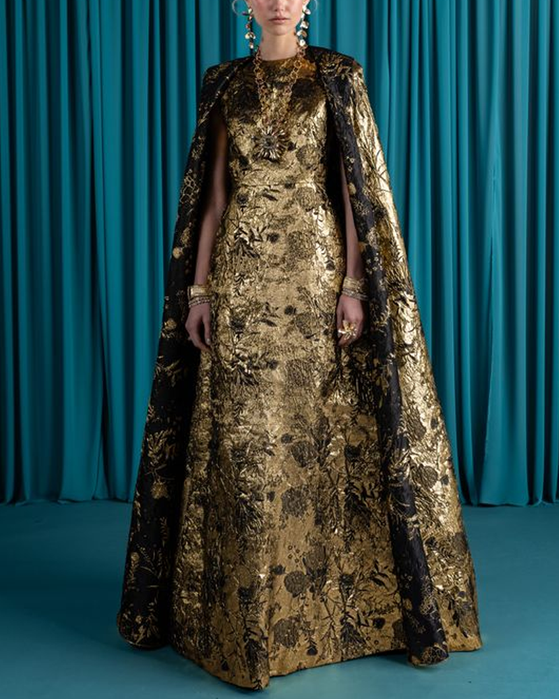 Brocade Sleeveless Gown