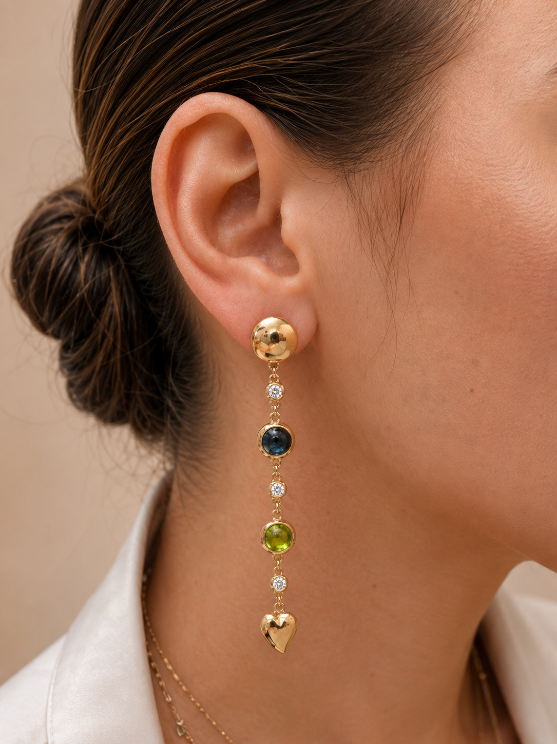 Bouton Long Earrings, Aurora