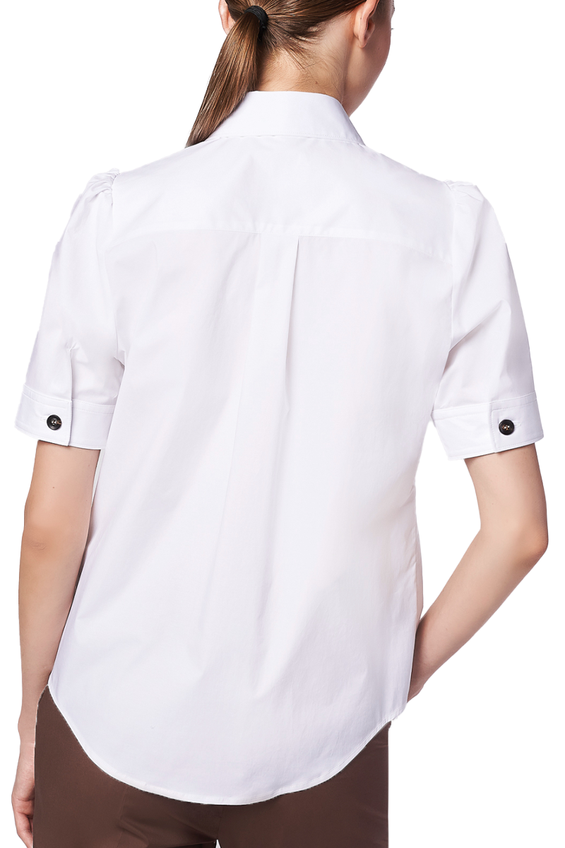 Cotton Stretch Blend Short Sleeve Top - Camicetta Snob