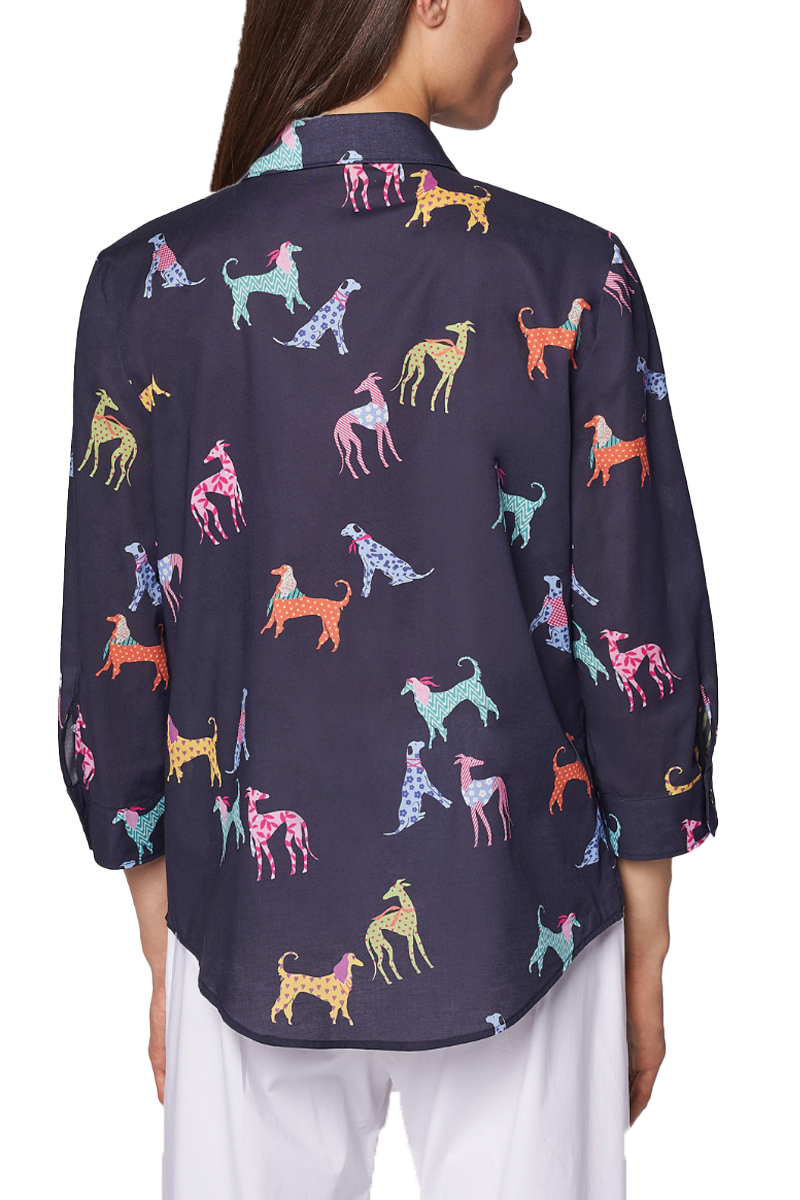 Cotton Mussola Dog Print Top