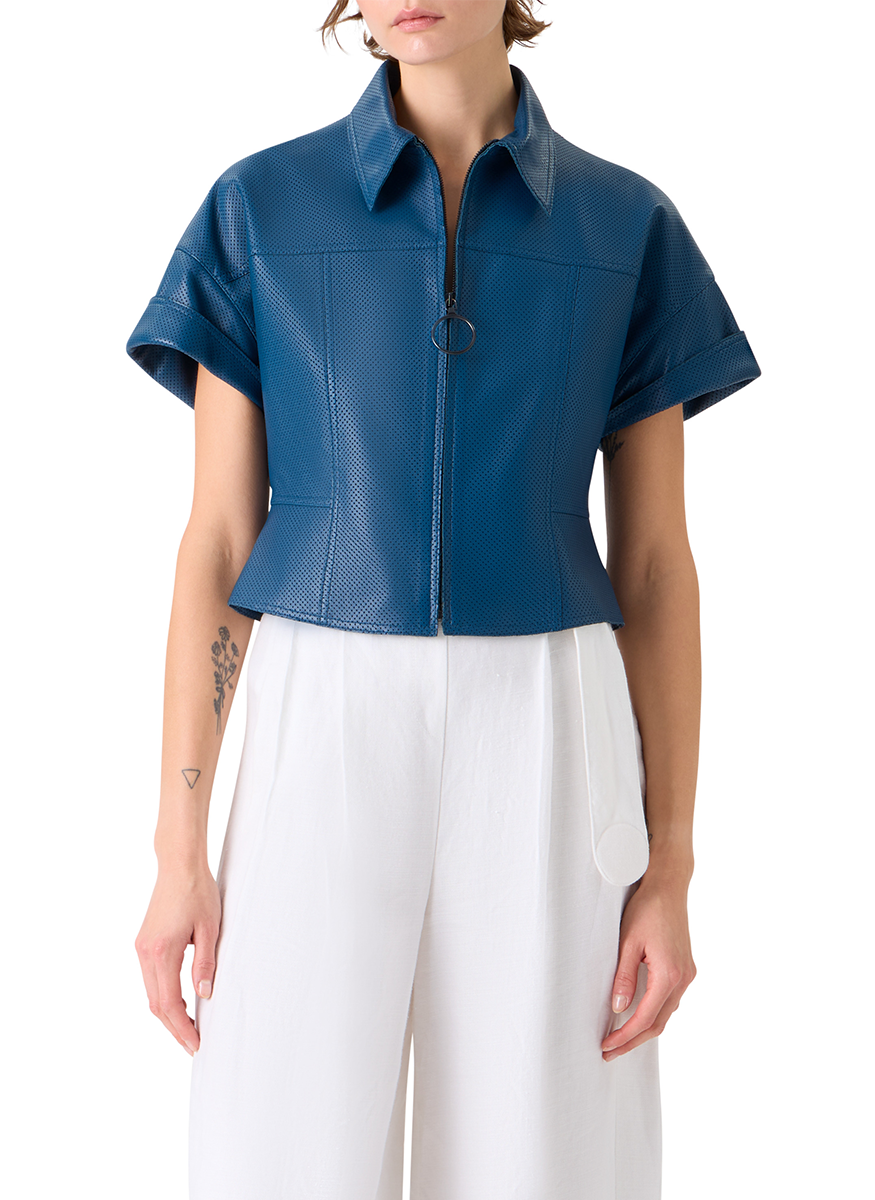 Pin Dot Nappa Leather Jacket - Akris Punto