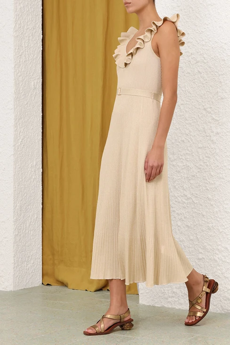 ZIMMERMANN Awaken Metallic Midi Dress | Metallic Gold