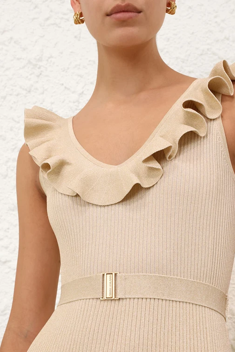 ZIMMERMANN Awaken Metallic Midi Dress | Metallic Gold