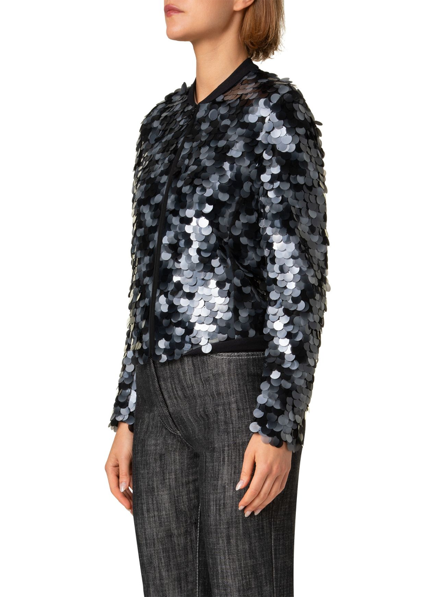 Dot Sequins Ribbed Bomber Jacket - Akris Punto