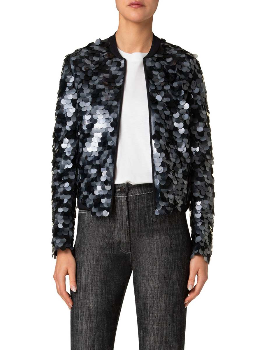 Dot Sequins Ribbed Bomber Jacket - Akris Punto