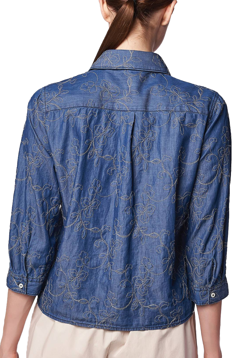 Embroidered Denim Top