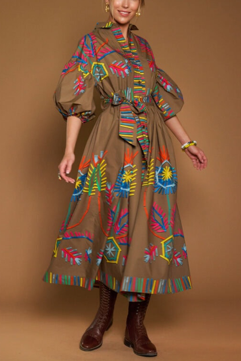 Abstract Print Cotton Dress