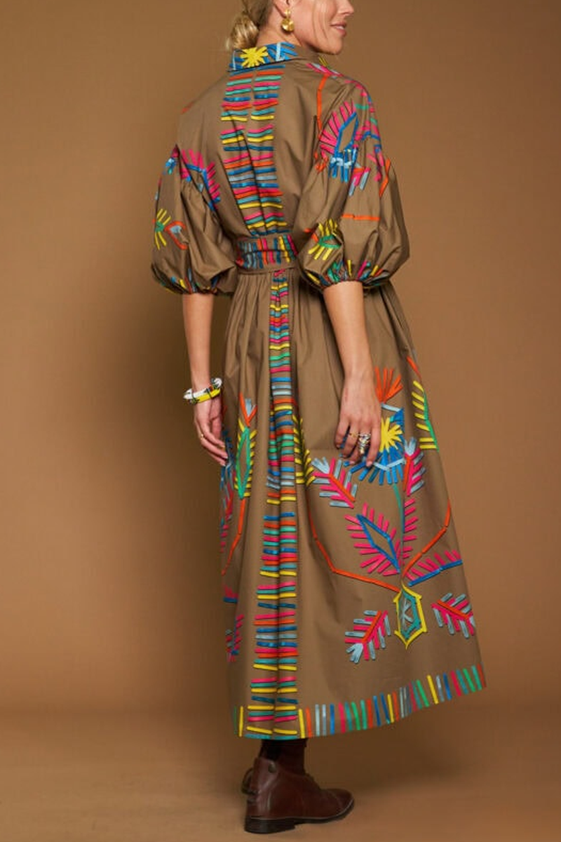 Abstract Print Cotton Dress - Maison Common
