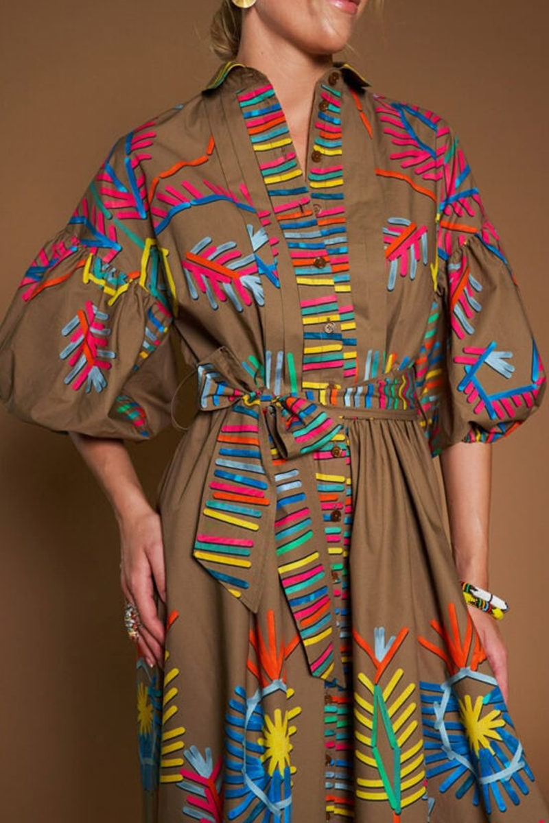 Abstract Print Cotton Dress - Maison Common
