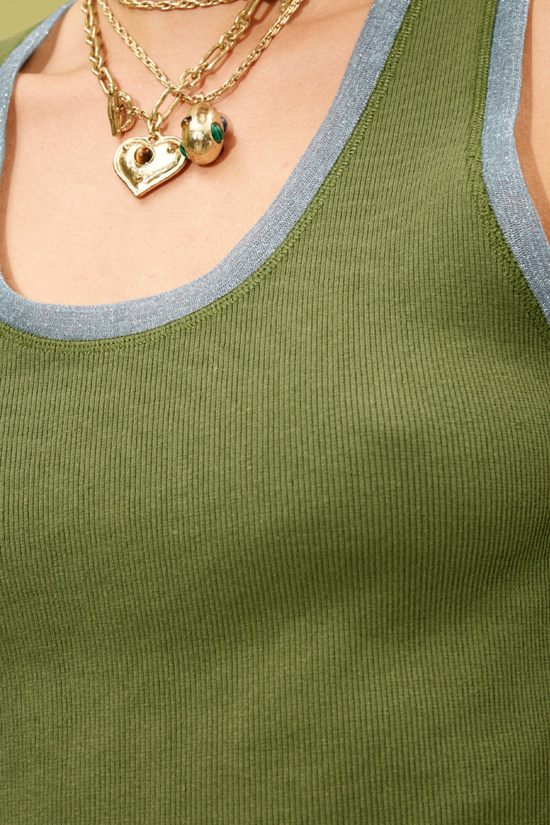 Ramon Cotton Tank Top in Sage - Alémais