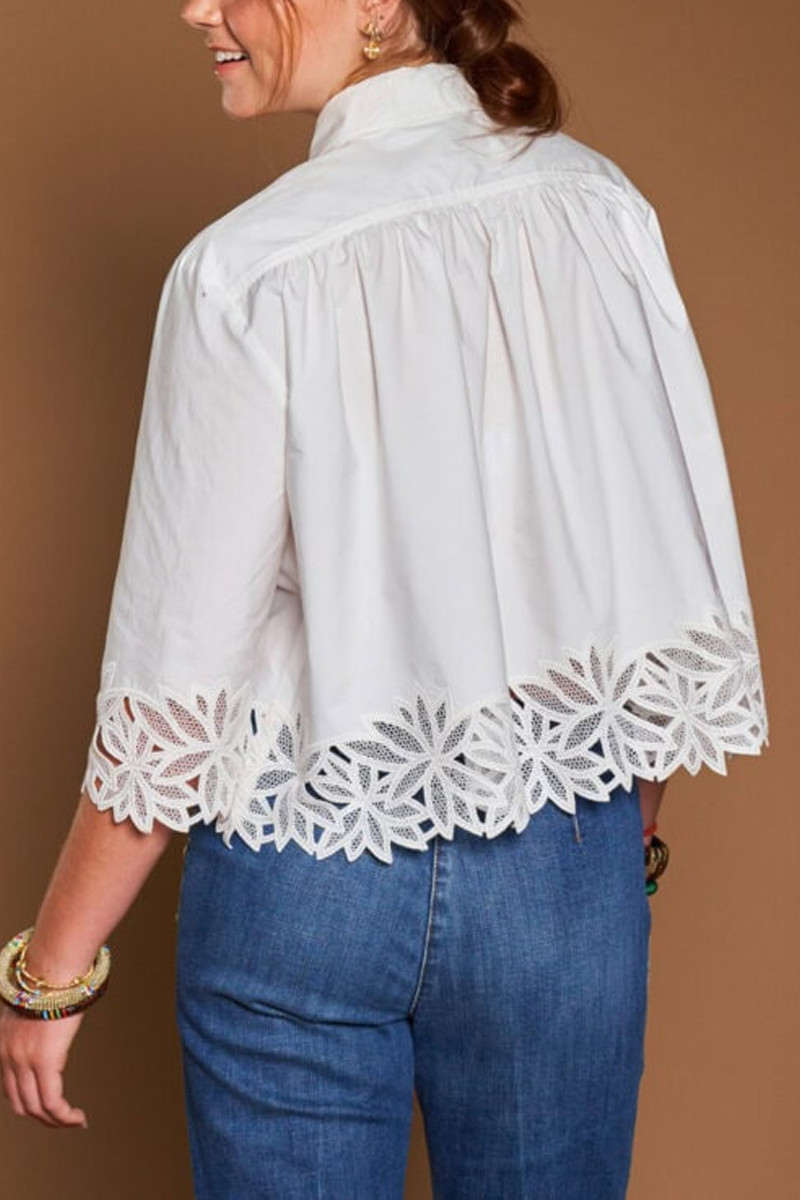 Cotton Top with Lace Detail - Maison Common