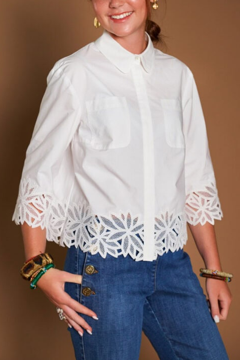 Cotton Top with Lace Detail - Maison Common