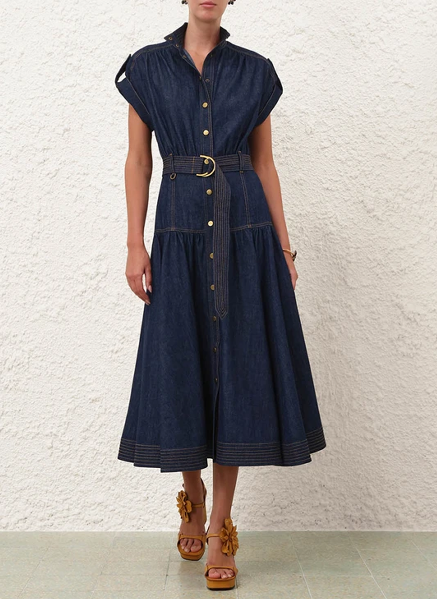 zimmermann denim dress Rebellion Wrap Mini Castaway Online neck with removable neck ties Zimmermann, Wanderlust denim midi dress,