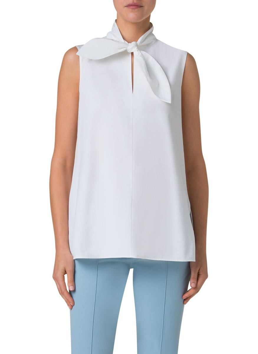 Tie Knot Collar Poplin Blouse - Akris Punto