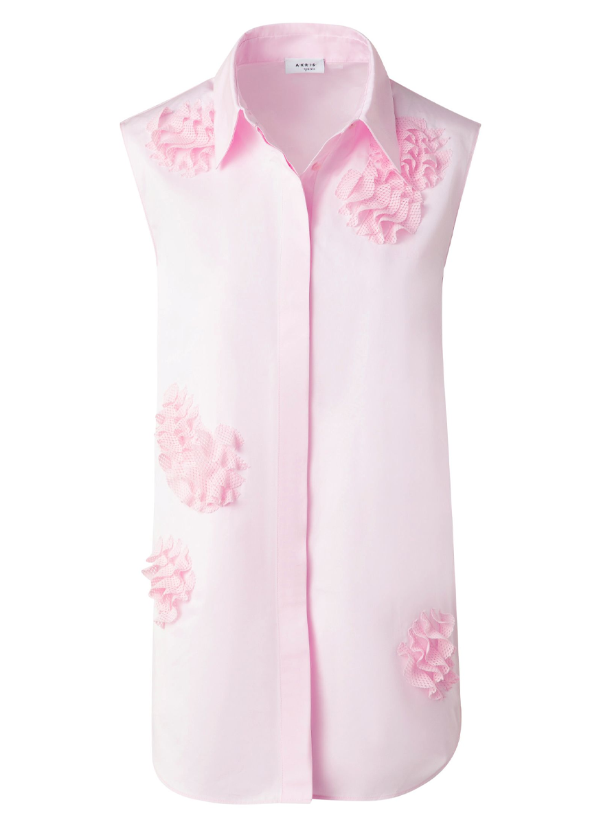 Pink Sleeveless Poplin Blouse