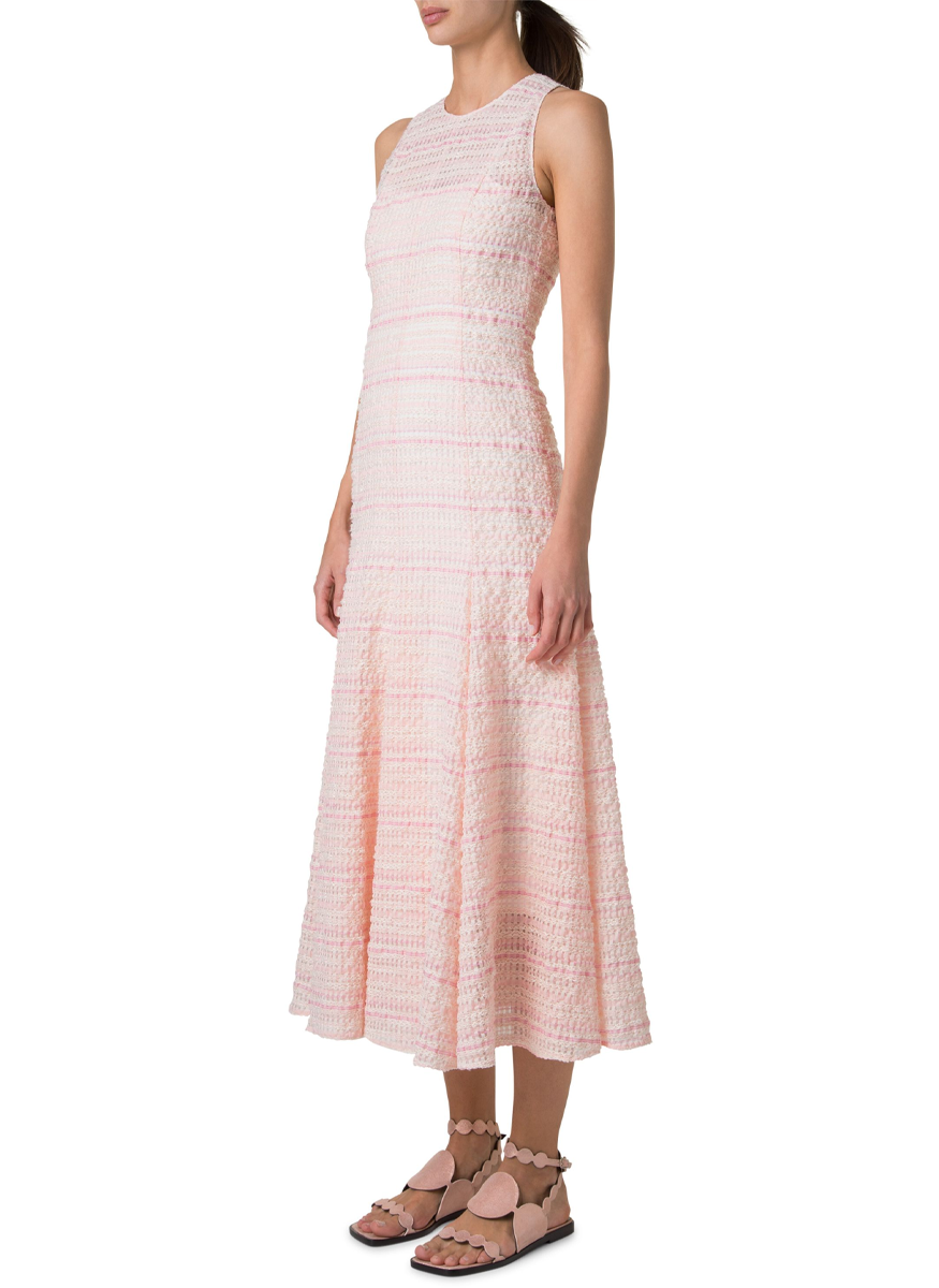 Pink Tweed Round Neck Midi Dress - Akris Punto