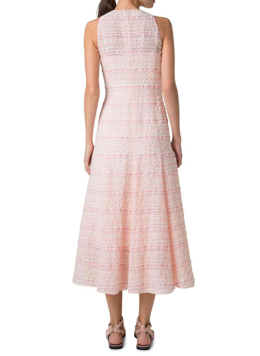 Pink Tweed Round Neck Midi Dress - Akris Punto