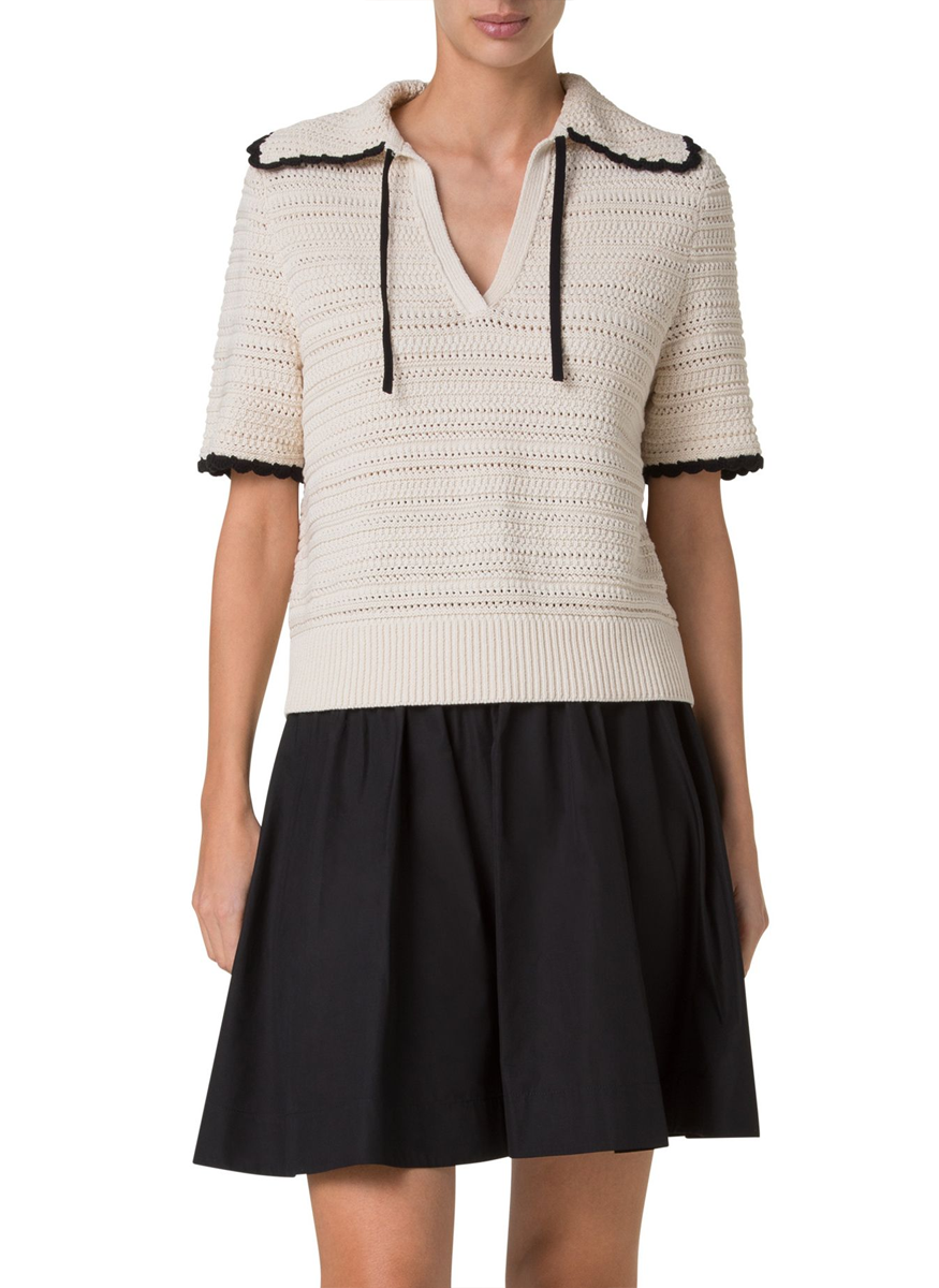 Polo Collar Crochet Knit - Akris Punto