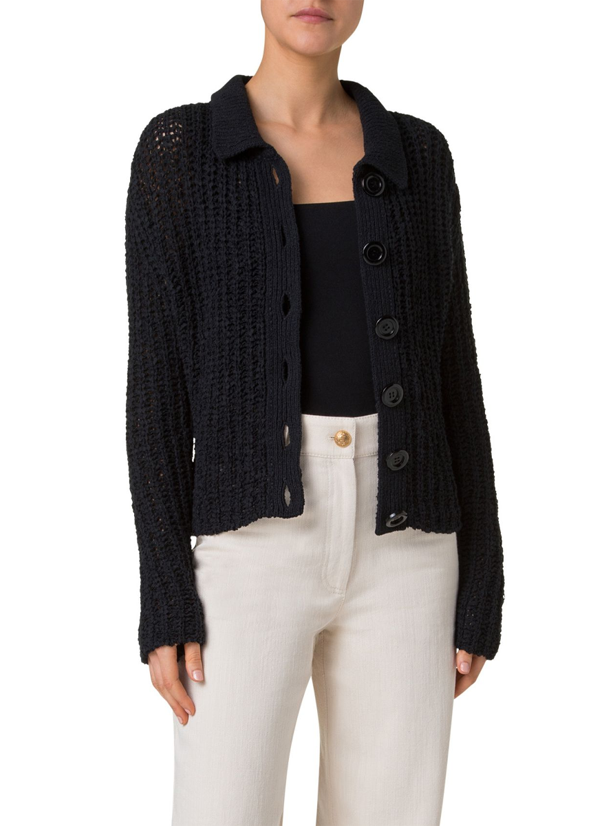 Tweed Knit Collar Cardigan - Akris Punto