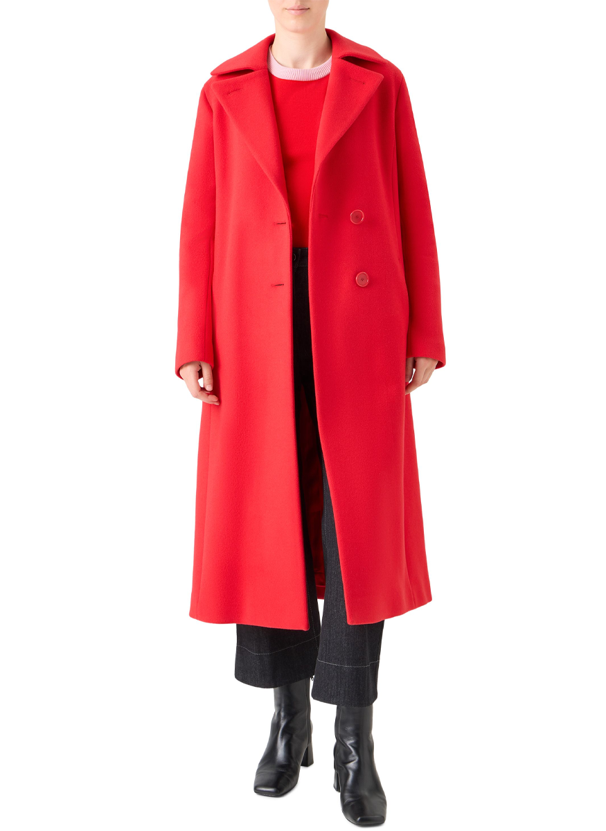 Wool Blend Lapel Collar Coat - Akris Punto