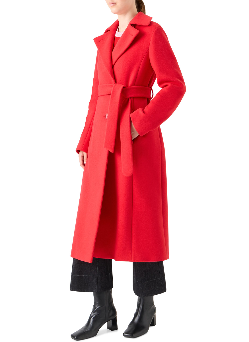 Wool Blend Lapel Collar Coat - Akris Punto
