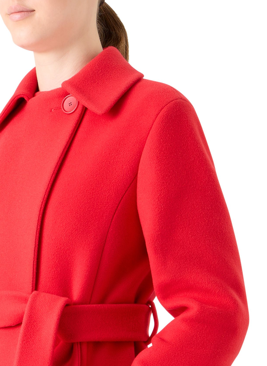 Wool Blend Lapel Collar Coat - Akris Punto