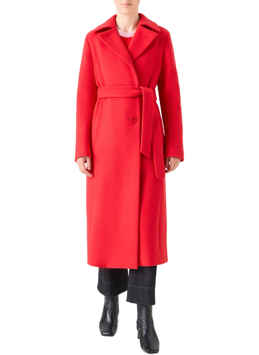 Wool Blend Lapel Collar Coat - Akris Punto