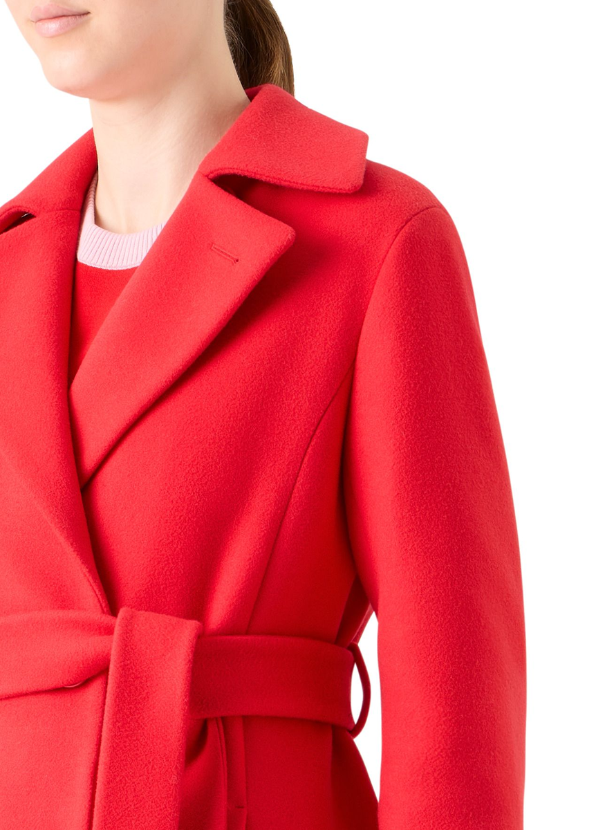 Wool Blend Lapel Collar Coat - Akris Punto