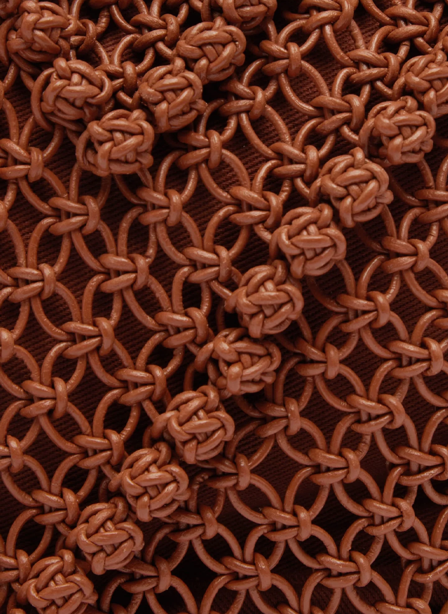 Leather Macrame Clutch in Rust - Alémais