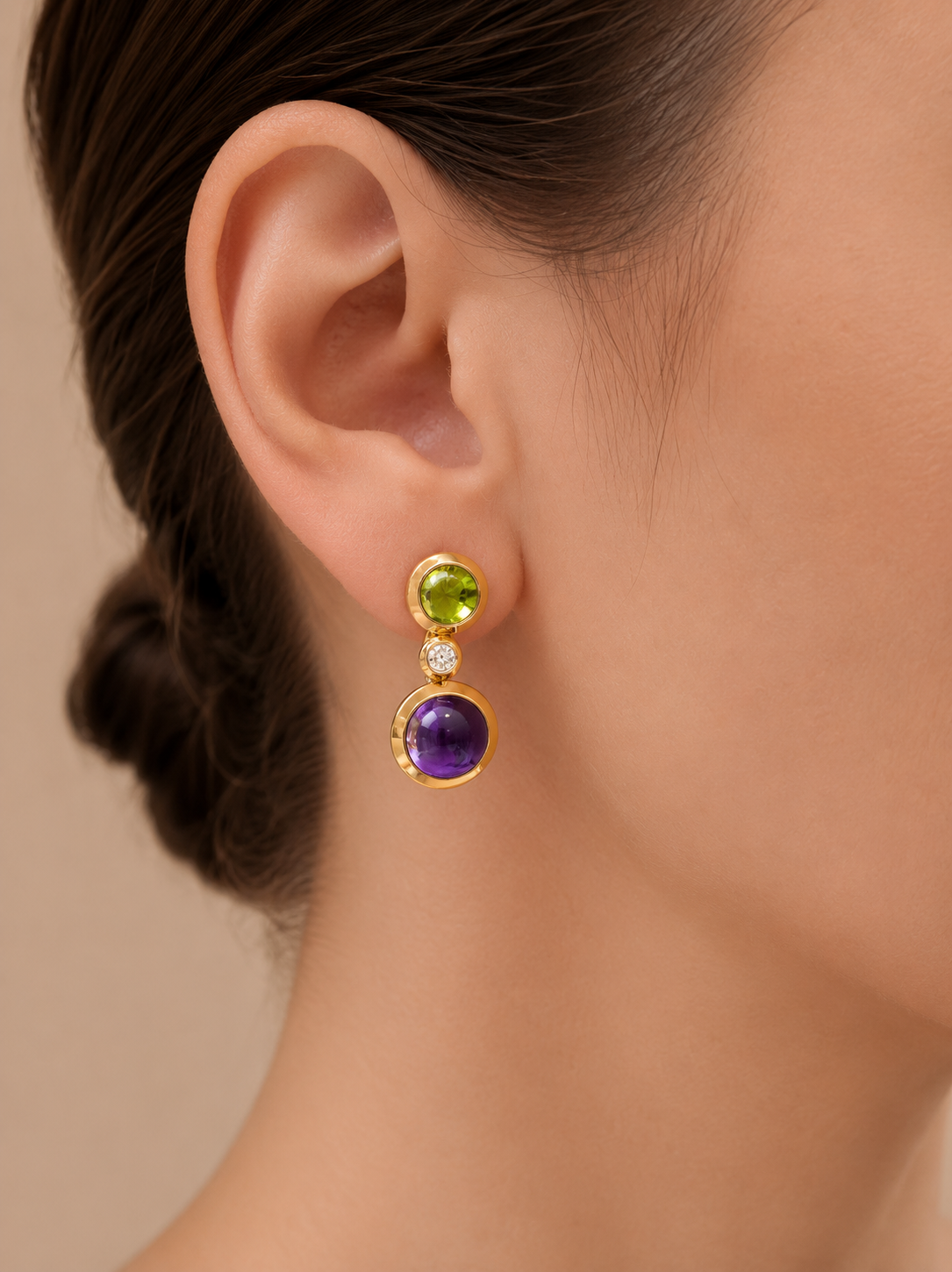 Double Bouton Earrings, Aurora