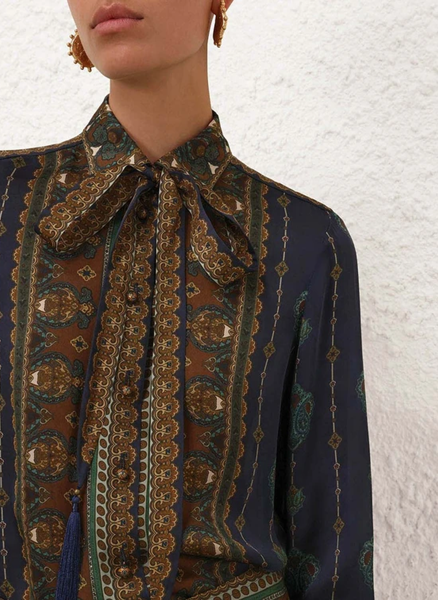 Ascent Satin Scarf Shirt - Zimmermann