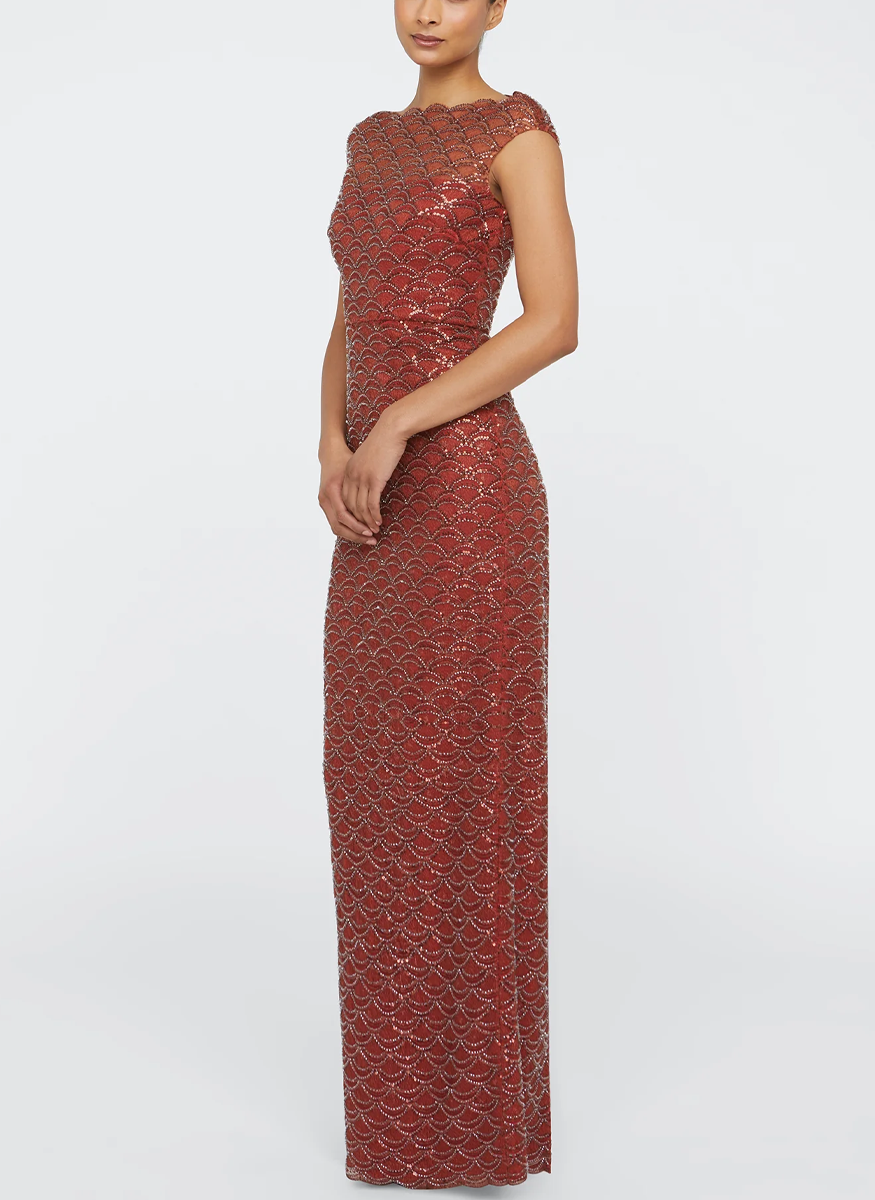 Aura Beaded Column Gown - THEIA