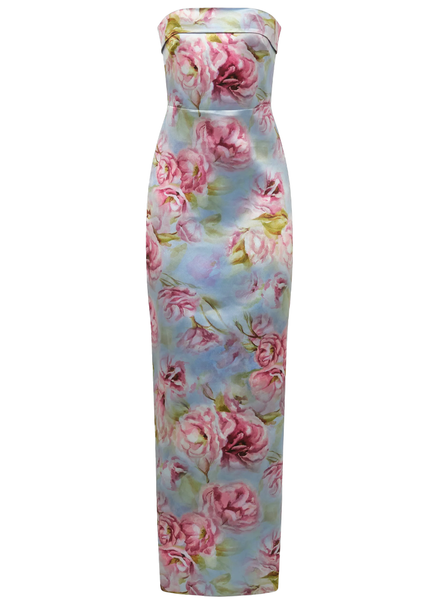 Cleo Strapless Column Gown 6 / Glass Garden