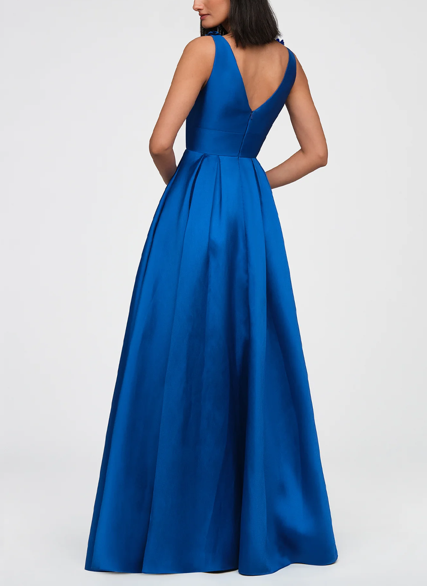 Velina Mikado V-Neck Gown - THEIA