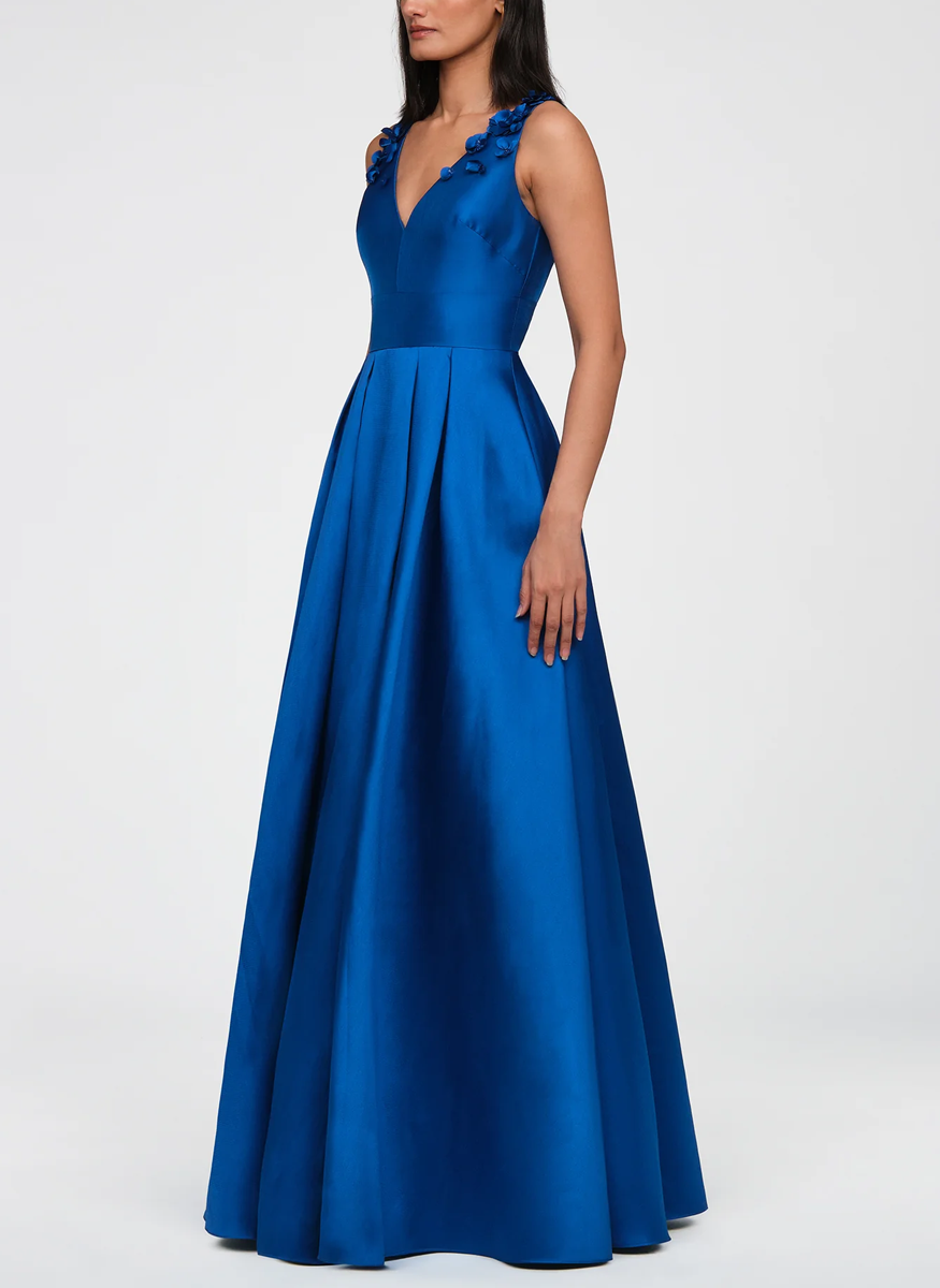 Velina Mikado V-Neck Gown - THEIA