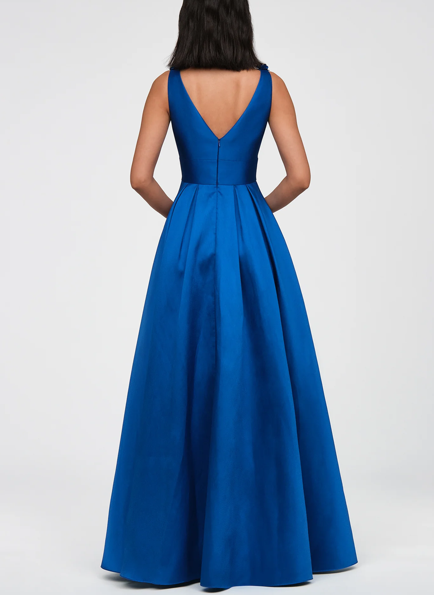 Velina Mikado V-Neck Gown - THEIA
